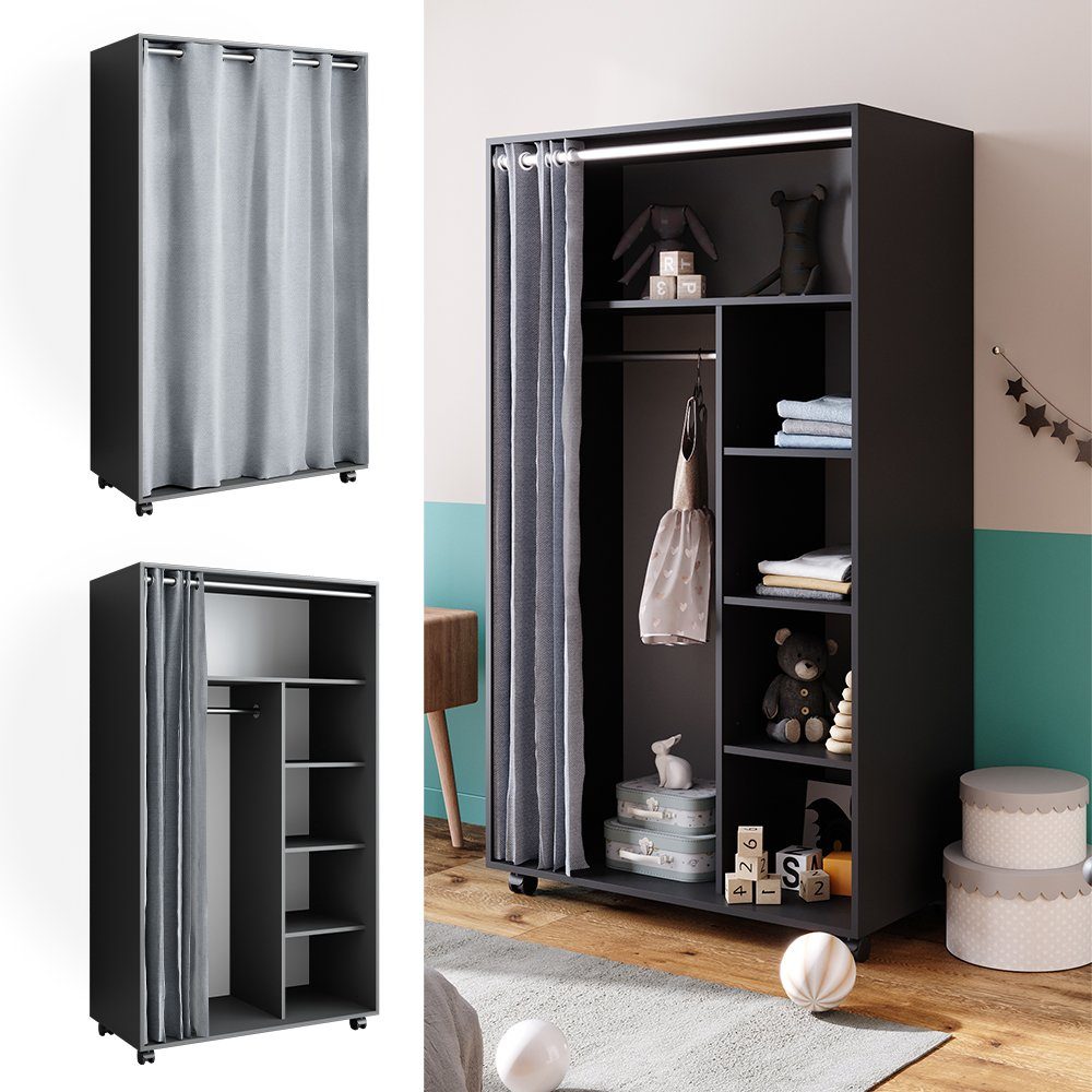 Vicco Kleiderschrank Doros, Grau, 100 x günstig online kaufen
