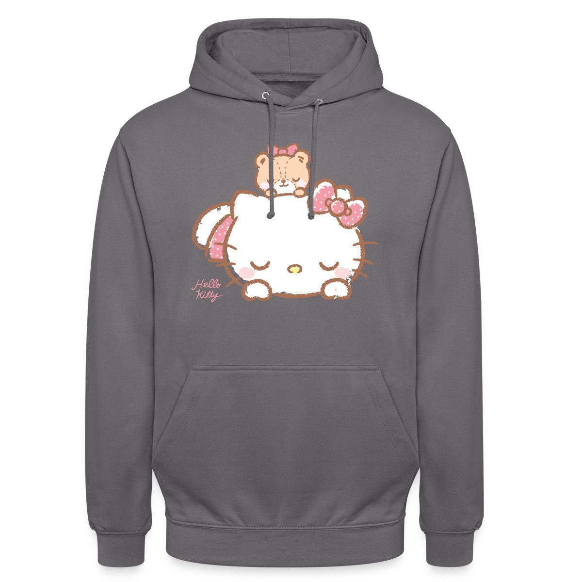 Hoodie Hello Kitty Mit Teddy Auf Dem Rücken Unisex Hoodie