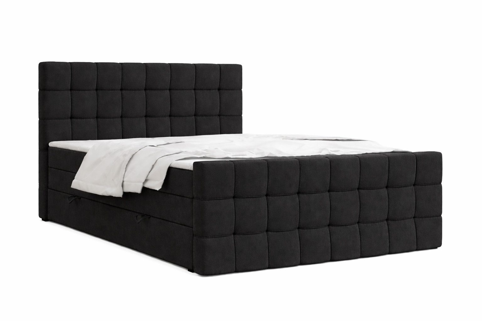 Labett Boxspringbett mit Bettkasten, Doppelmatratze, IGANTE KING 160x200 180x200 200x200 (Boxspringbett, Bettkasten, Matratze, Topper), Bonellfederkern- und Taschenfederkernmatratze