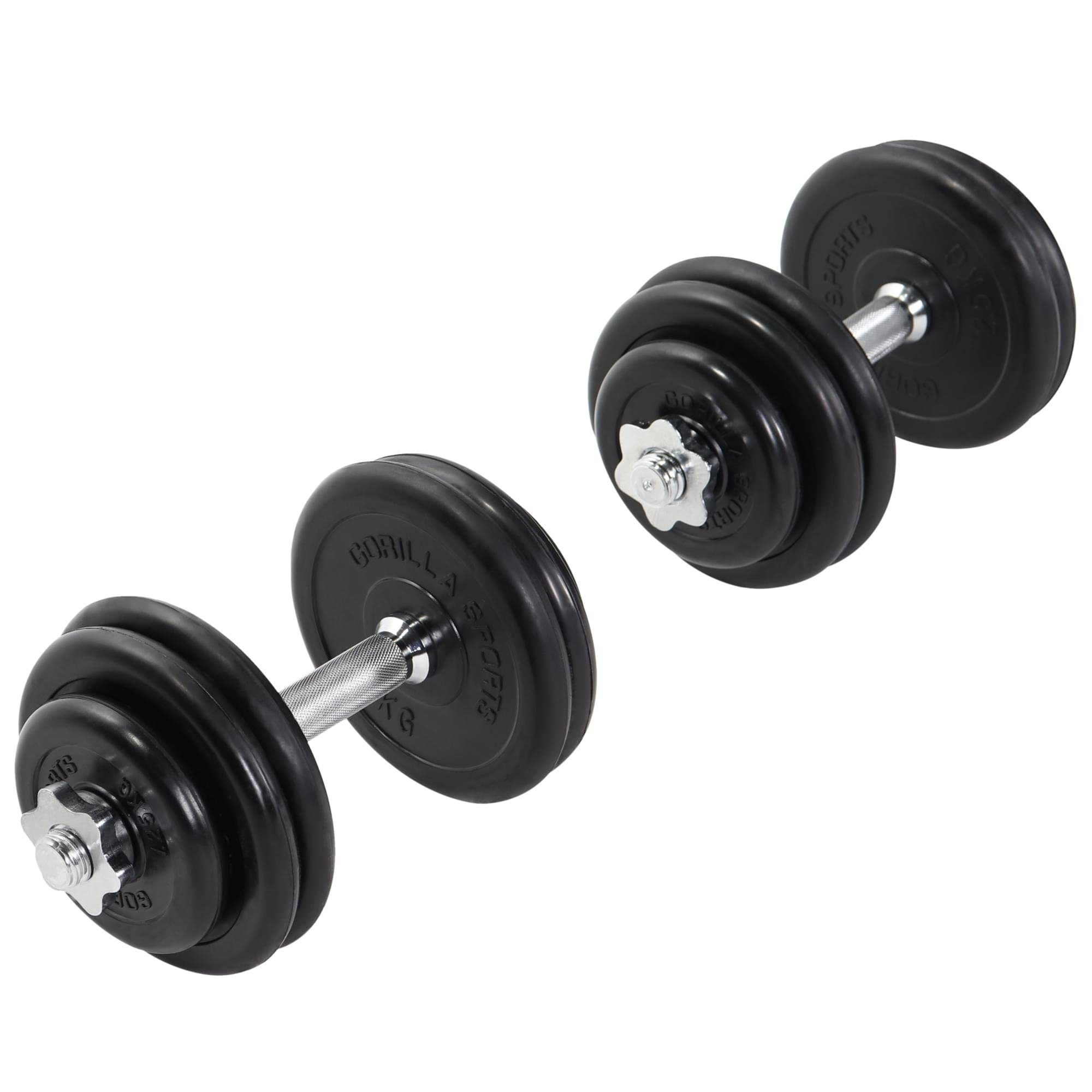 GORILLA SPORTS Hantel-Set Kurzhantelset 30kg, 30mm, Gusseisen Hantelscheiben, Kurzhantelstangen