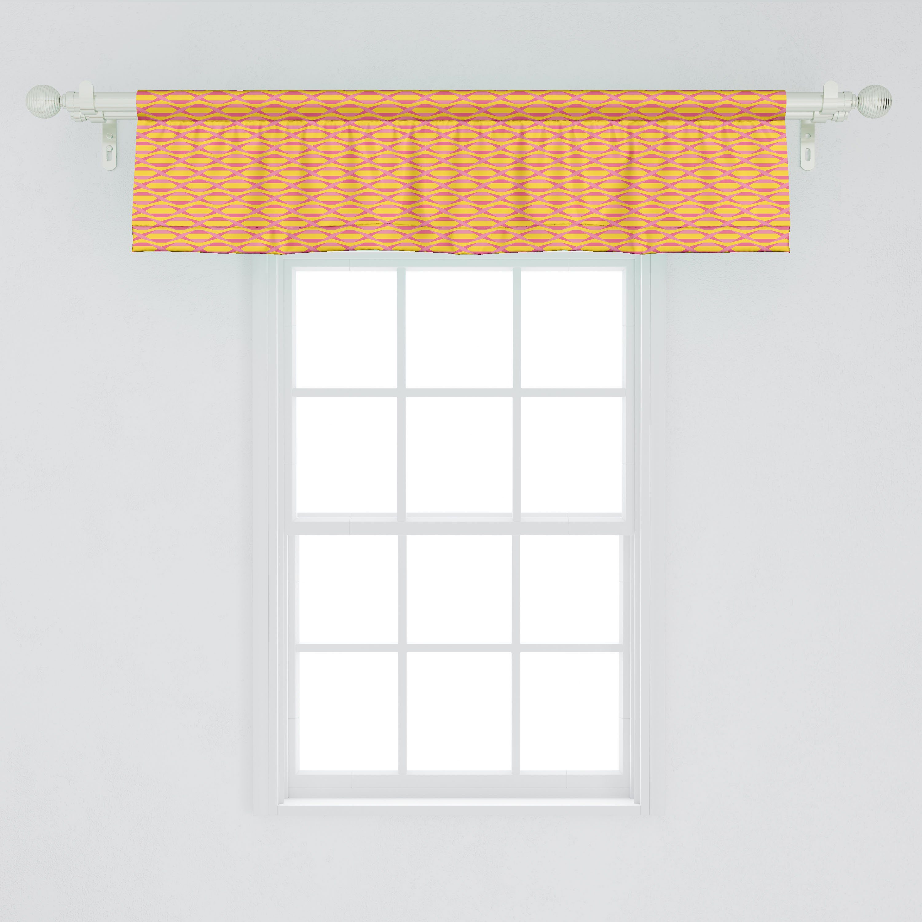 Stangentasche, Origami Küche Abakuhaus, mit Abstrakt Schlafzimmer inspirierte Dekor Volant Motive Vorhang für Microfaser, Scheibengardine