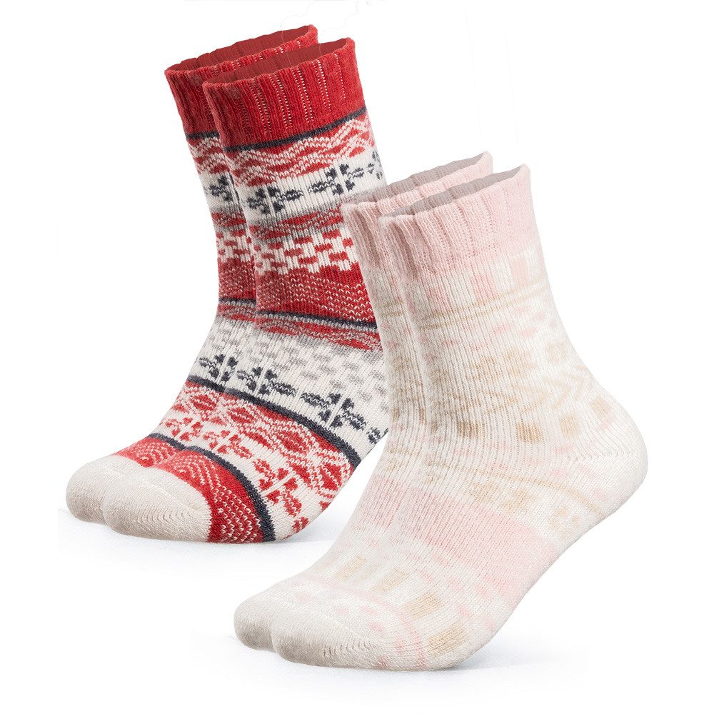 Norwegersocken Damen & Herren Dicke Merino Wollsocken 2er Pack (Modell: Lumi)