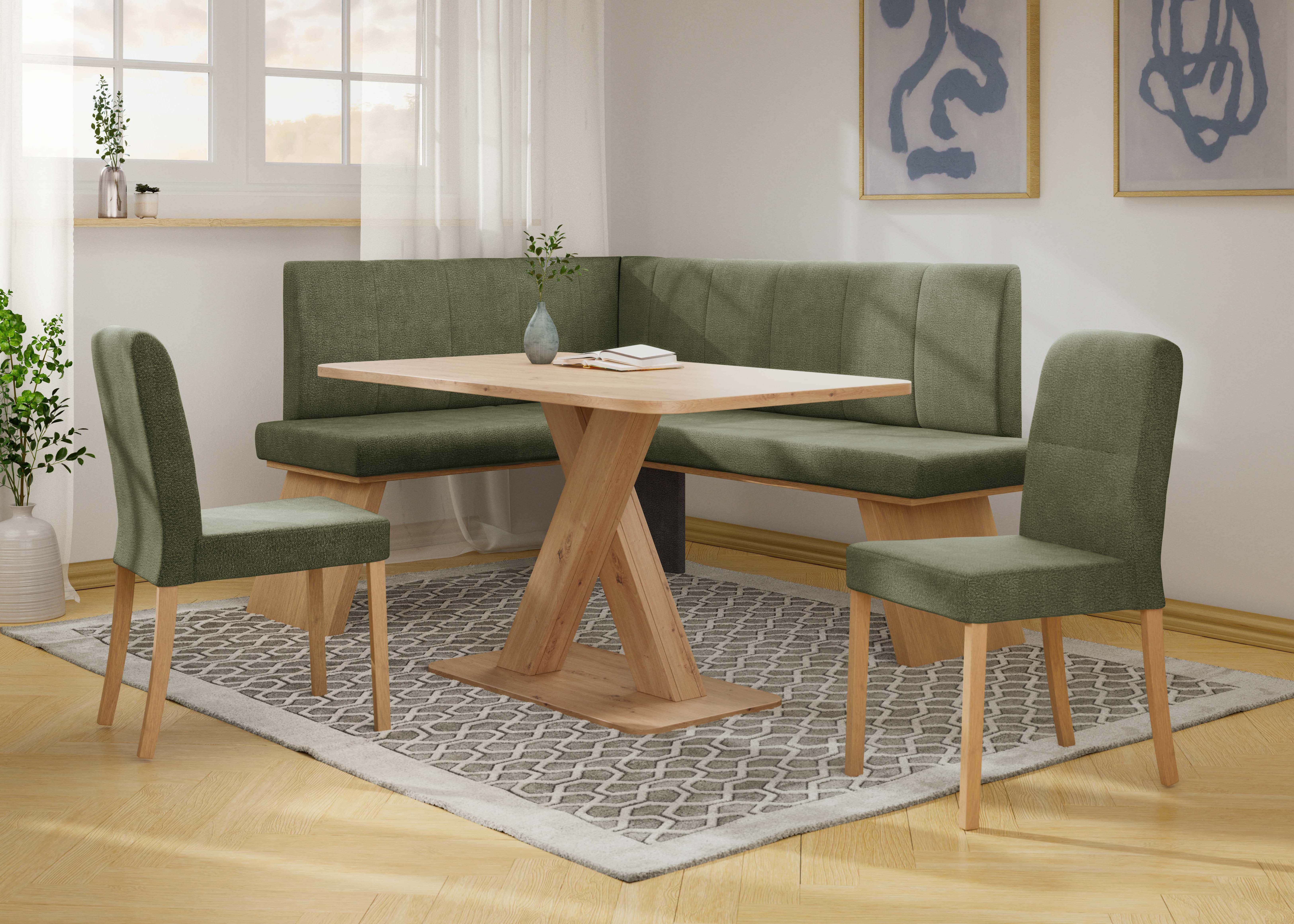 OTTO home Eckbankgruppe Nina, (Set, 4-tlg., 4er), Sitzgruppe Esszimmer Stühle Tisch und Bank bequem gepolstert