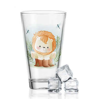 GRAVURZEILE Glas Wasserglas mit UV-Druck - im Löwe Design - für Kinder -, Glas