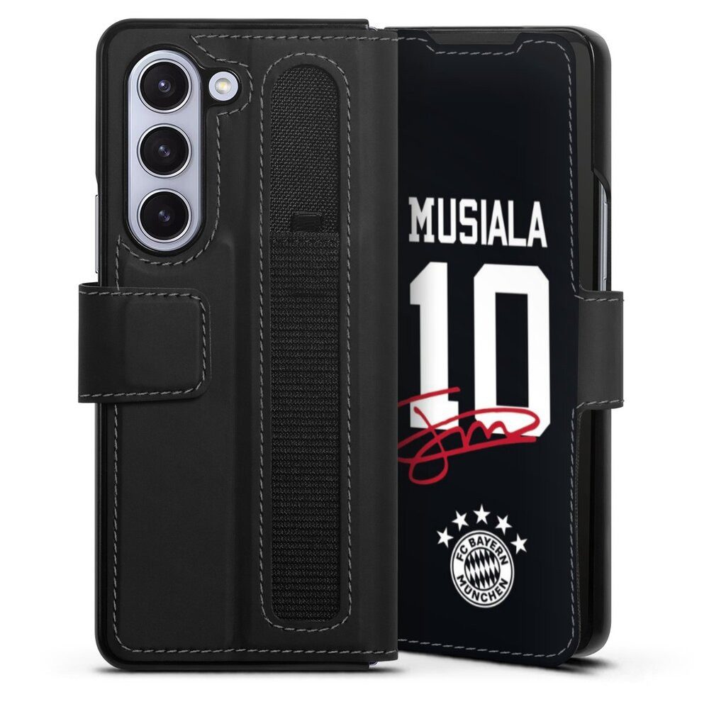 DeinDesign Handyhülle FC Bayern München Jamal Musiala FCB Musiala 10, Samsung Galaxy Z Fold 5 Hülle Handy Flip Case Wallet Cover