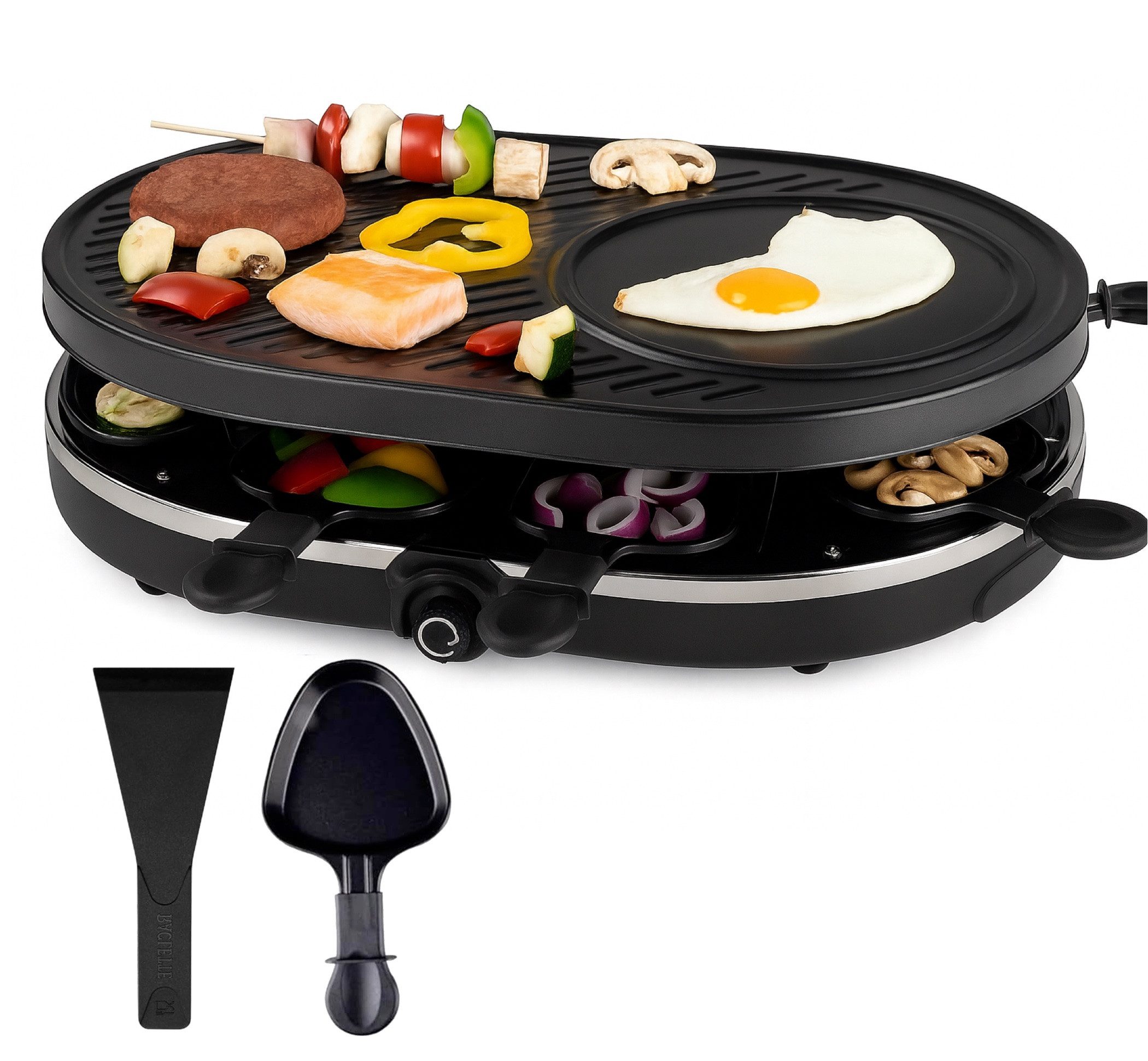 TK Gruppe Raclette und Fondue-Set Komplettes Raclette für 8 Personen – inkl. Schaber & Pfännchen