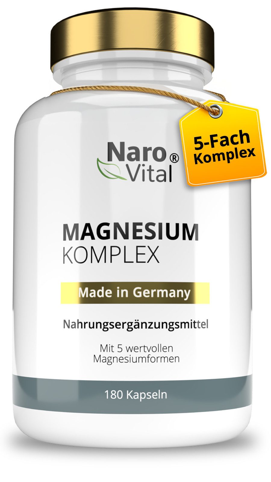 Magnesium Komplex - Citrat, Oxid, Glycinat, Malat und Ascorbat - 180 Kapseln