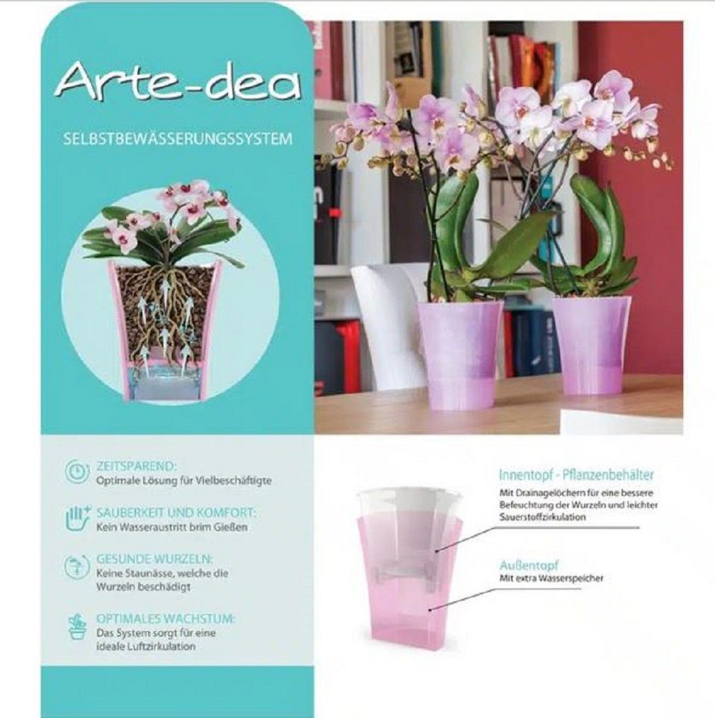 transparent St) Blumentopf "Arte-Dea" Größen selbstbewässernd und in zwei Farben (1 Santino