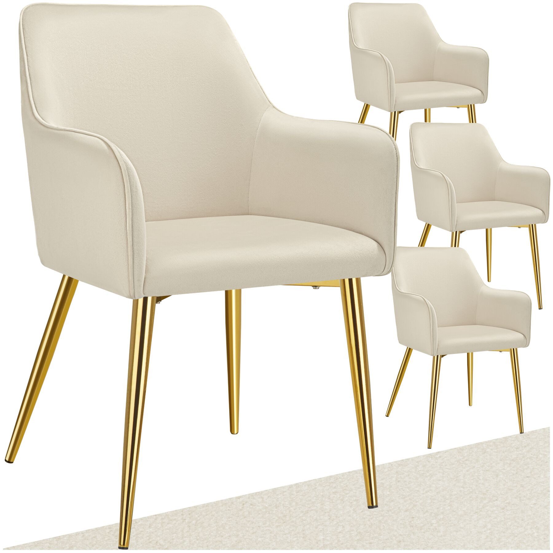 tectake Esszimmerstuhl Armlehnstuhl Avane, Samtoptik, gepolstert (Set, 4 St günstig online kaufen