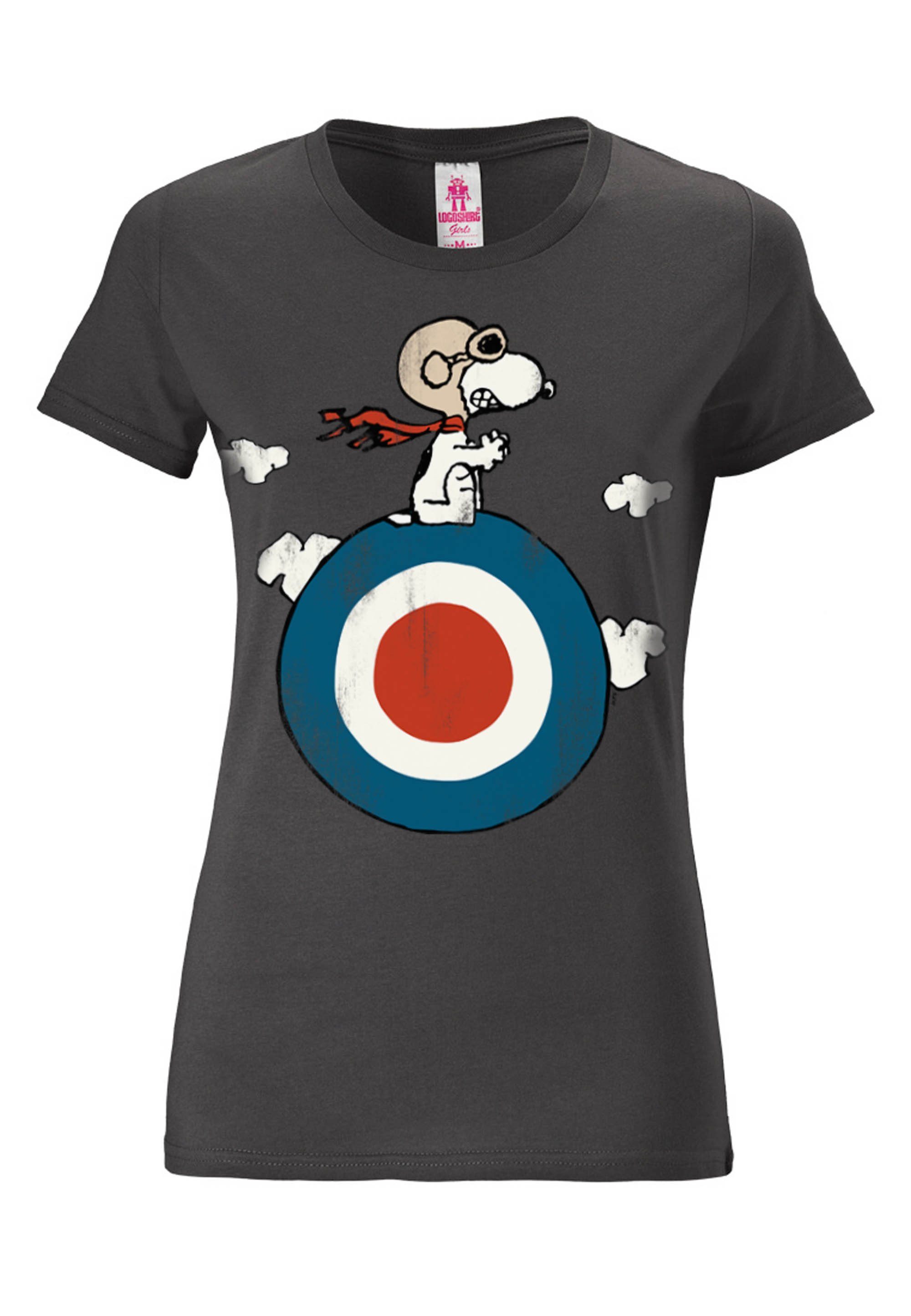 LOGOSHIRT T-Shirt 100% lizenziertem T-Shirt Peanuts mit hochwertig Das Snoopy ANGENEHMES - MATERIAL: besteht Print, aus