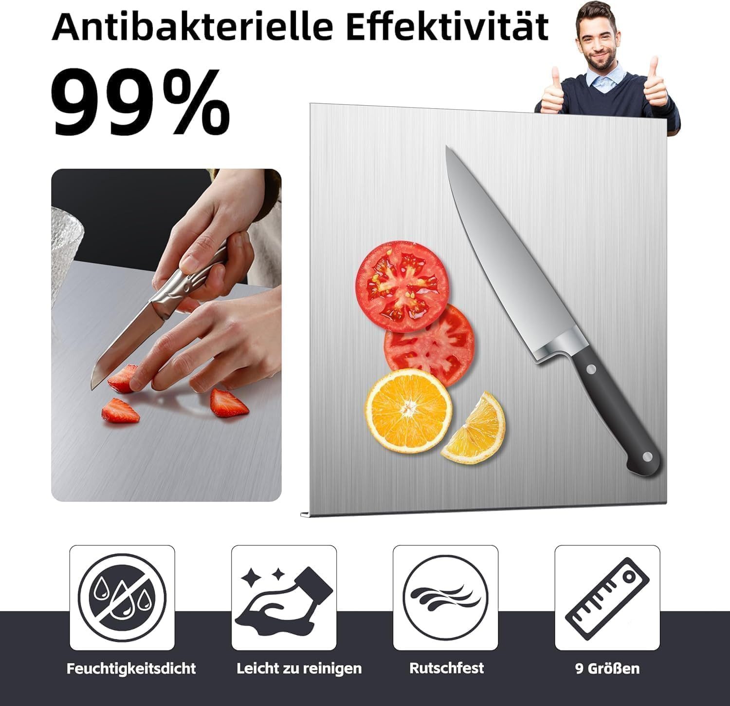 Agger Schneidebrett 304 Edelstahl,Edelstahl Arbeitsplatte aus Verschiedene Größen