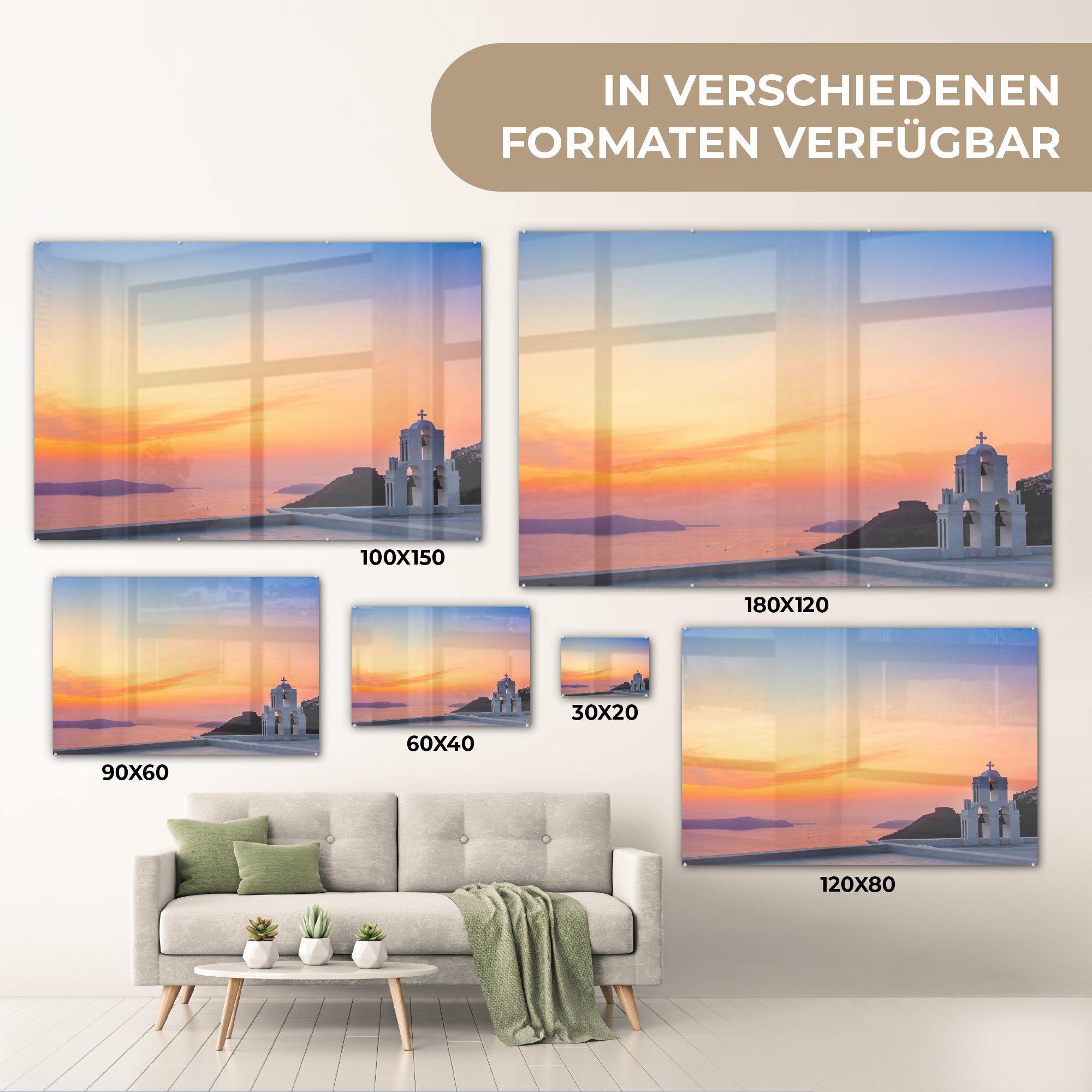 MuchoWow Acrylglasbild Meer Himmel St), - - Schlafzimmer (1 Wohnzimmer & Acrylglasbilder Farben