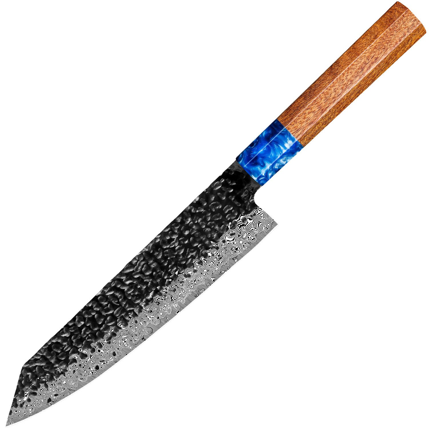 KingLux Damastmesser Damast Kiritsuke messer 21cm Hammerschlag Klinge Damaststahl