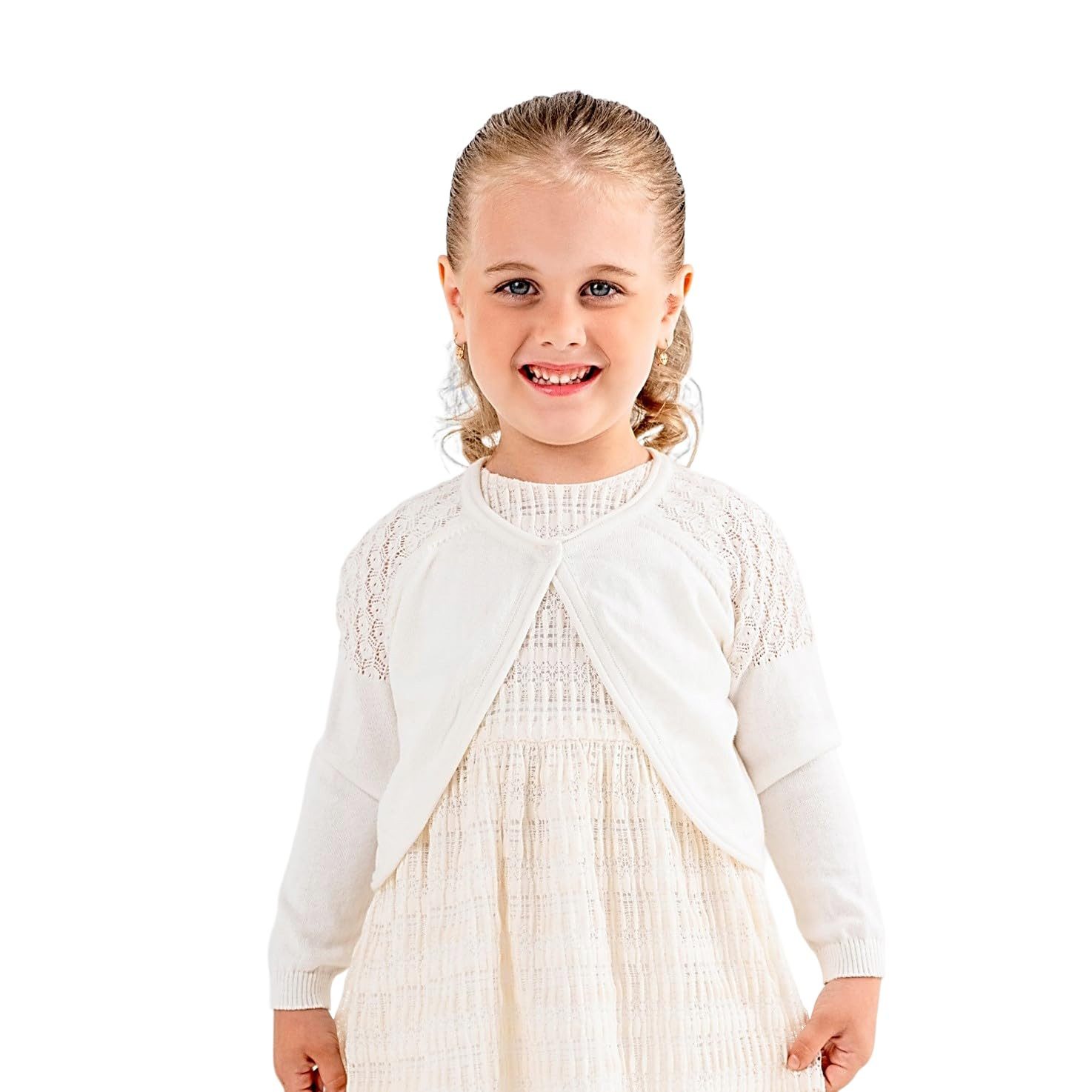 Minora Strickkleid Baby/Kind Bolero Taufweste Strickwaren Mädchen Langarm