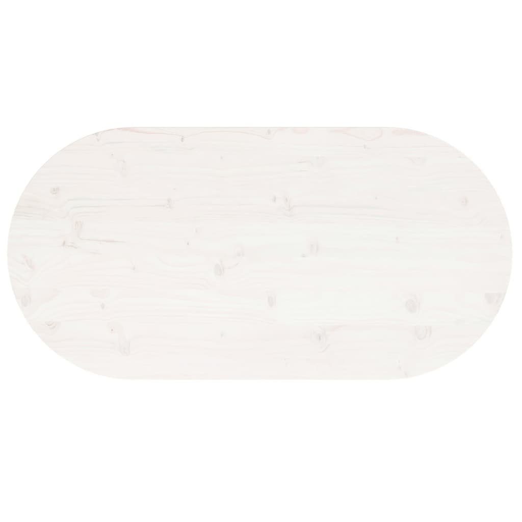 (1 Tischplatte Weiß Massivholz cm furnicato 100x50x2,5 St) Kiefer Oval