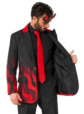 Opposuits Partyanzug Teufel Anzug, Black Devil Dämon Party Kostüm, Teuflisch guter Anzug für Halloween