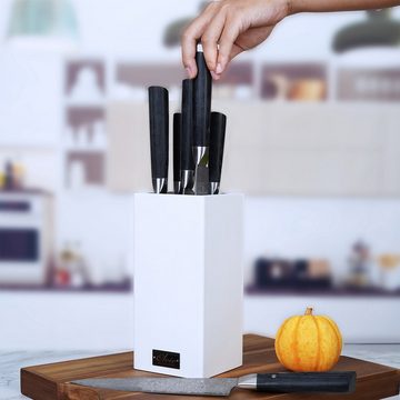 ZAYIKO Kochmesser NAMI 3er Messer-Set Gourmet Line inkl. Bambus Messerblock weiß