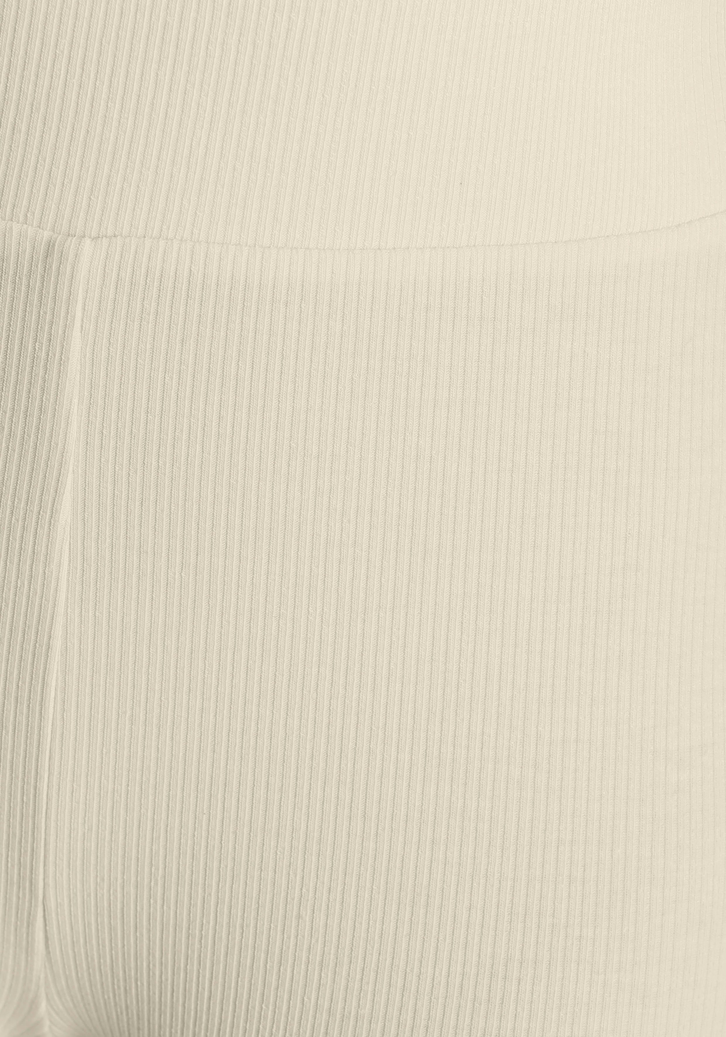 Homewear-Set Radlerhose passendem LASCANA mit Top beige aus Rippmaterial,