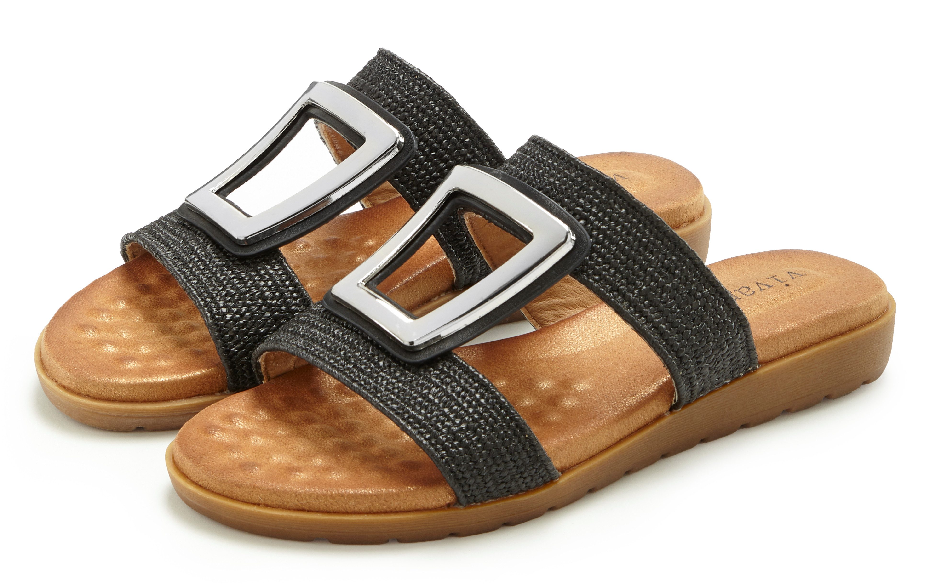 Vivance by Lascana Sandale, Sommerschuh, offener Schuh, Mule, Pantolette NEU mit modischem Schmuckelement und softer Innensohle