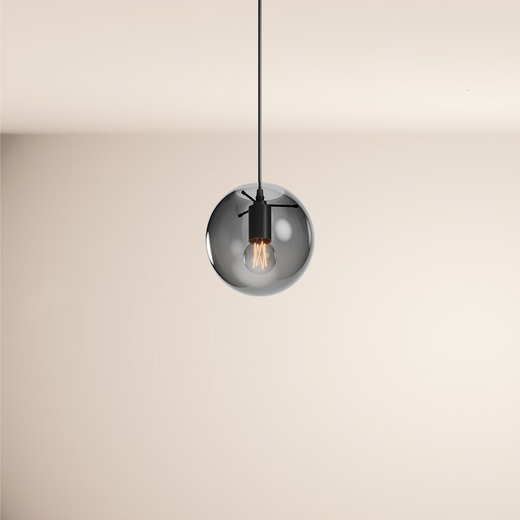 s.luce Pendelleuchte Galerieleuchte Orb Glaskugel 5m Abhängung Schwarz/Rauch