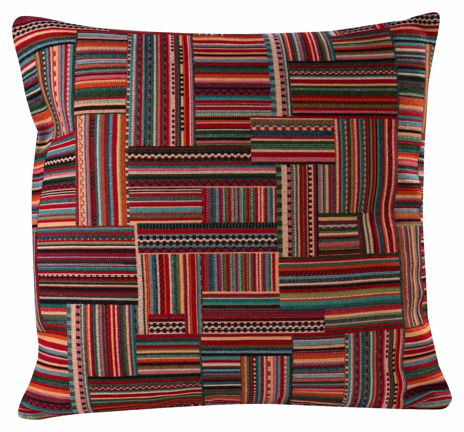 Kissenhülle TANU, Bunt, 40 x 40 cm, Polyester, Baumwolle, (1 Stück), Streifenmuster, mit Reißverschluss