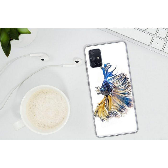 MuchoWow Handyhülle Fisch - Schwanz - Blau Phone Case Handyhülle Samsung Galaxy A71 Silikon Schutzhülle