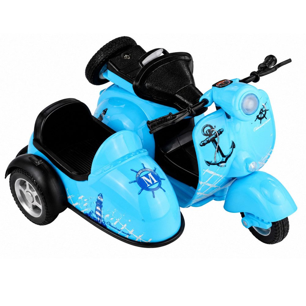 LEAN TOYS Spielzeug-Motorrad Spielzeugroller Beiwagengespann Modellfahrzeug, (Spar-Set, 1-tlg., 12 x 9 x 7 cm beweglich), Rückzugmotor, Licht & Sound, Beiwagen, Maßstab 1:14