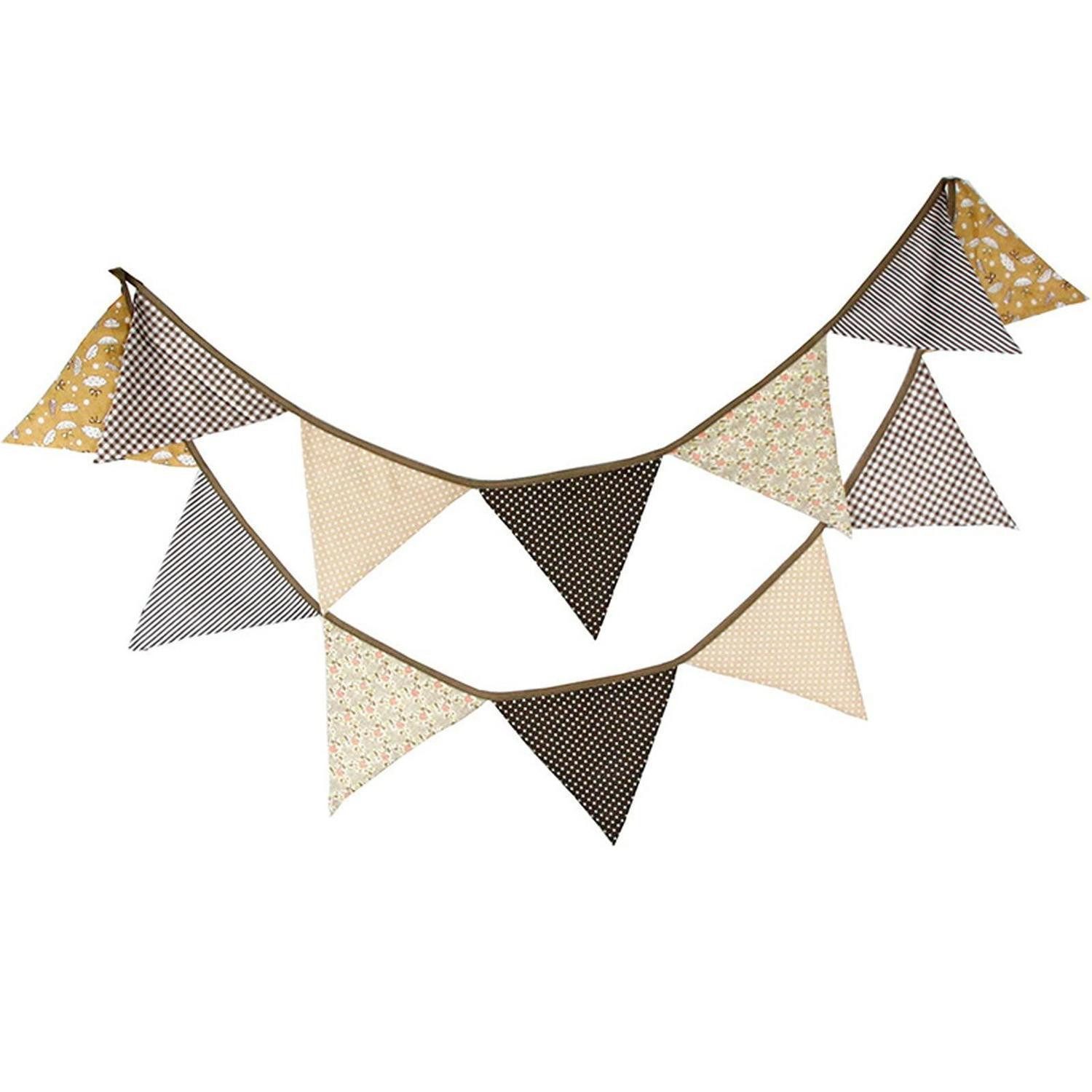 LuxusKollektion Wimpelkette Wimpelkette Stoff Blumenmuster doppelseitig 3.3M
