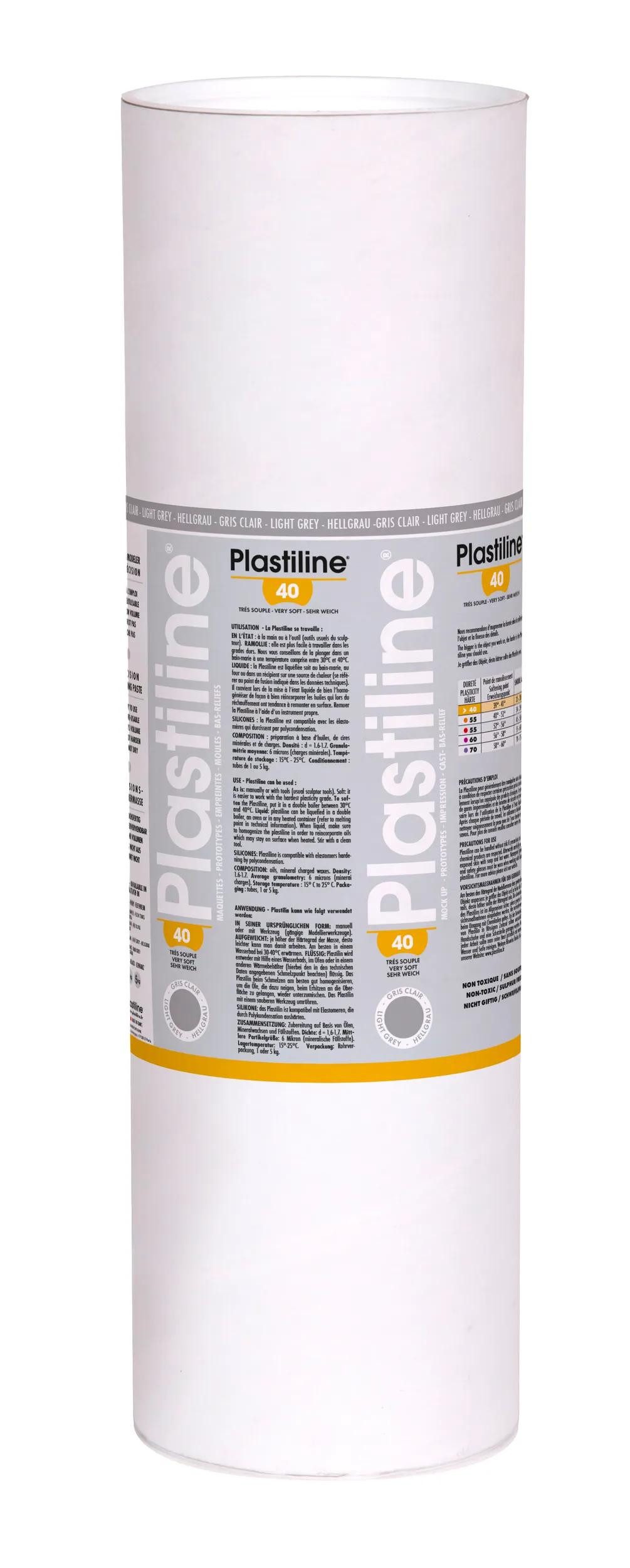Plastiline Knete Plastiline, 10kg, Härtegrad 40 - Hellgrau 10640T