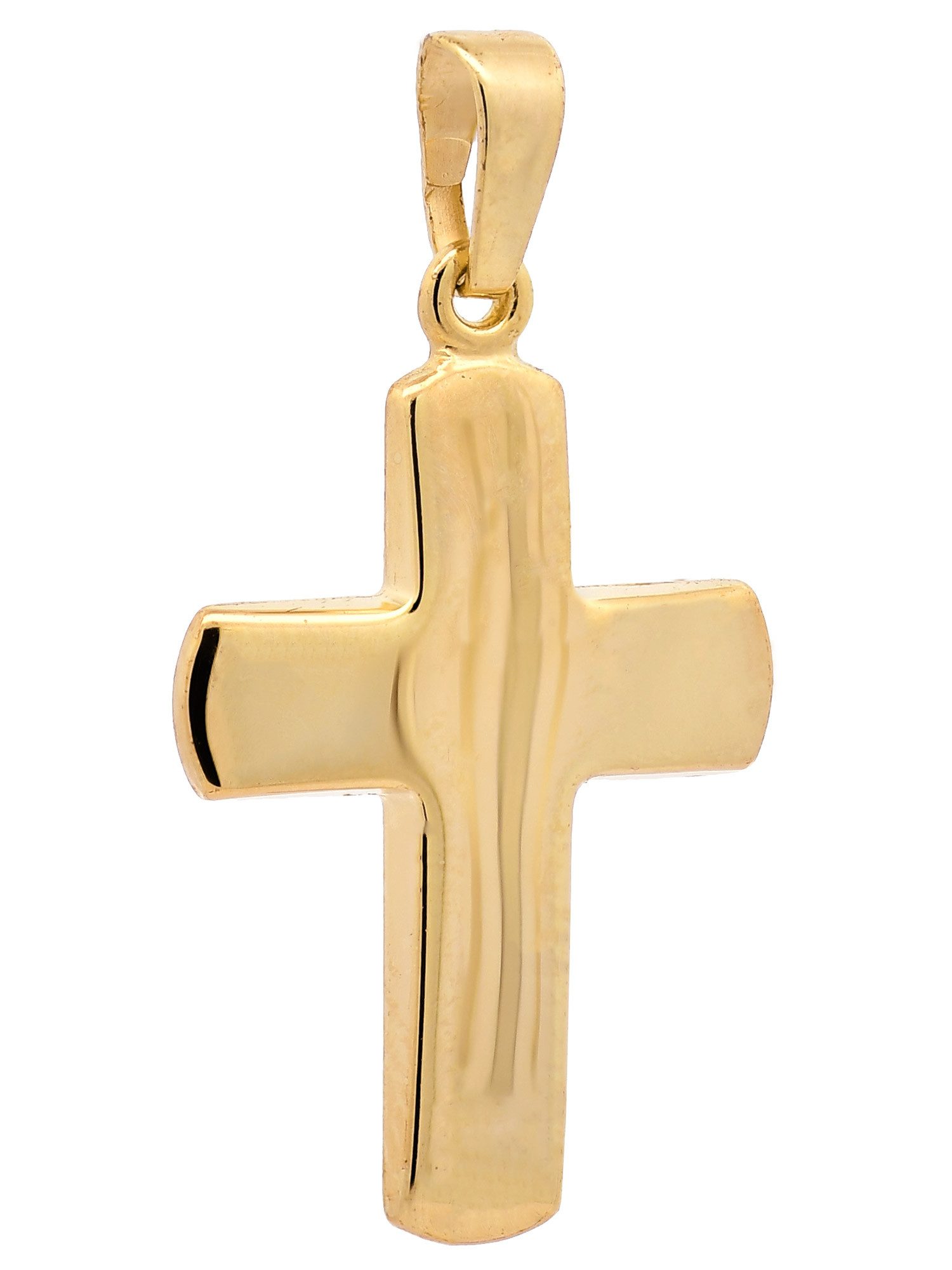 HOPLO Kreuzanhänger Gold Anhänger Kreuz mit Goldkette massiv 585 - 14 Karat Gold 36 cm, Made in Germany