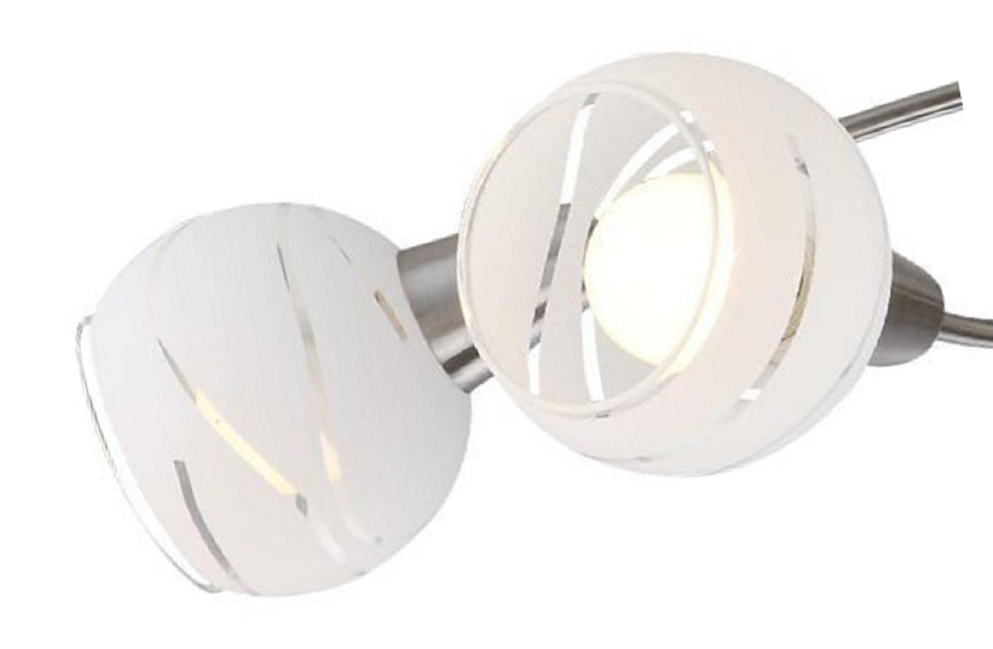 Deckenstrahler warmweiß LED Lampe, 3000K Dimmfunktion, *OLIVIA* warmweiß, in Deckenleuchte, dimmbar Leuchtmittel 1001-32D Deckenstrahler, Design LED Edelstahl-Optik Gläsern, 3x mit Wohnzimmer inkl. TRANGO LED 3-flammig 3-Stufen Spots Deckenlampe I