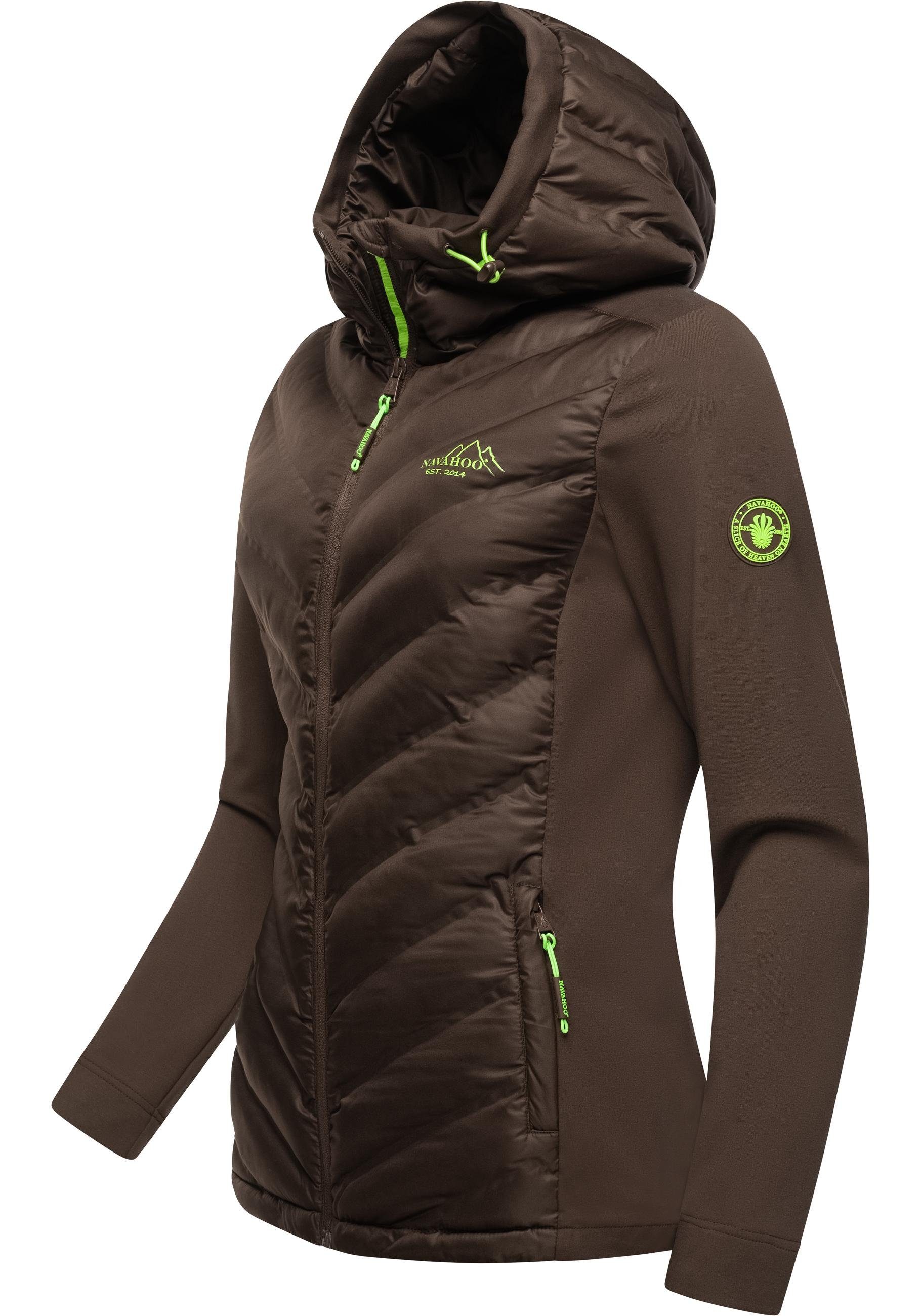 Navahoo mit Mich dunkelbraun Nimm Mit Outdoorjacke stylische Kapuze Übergangsjacke