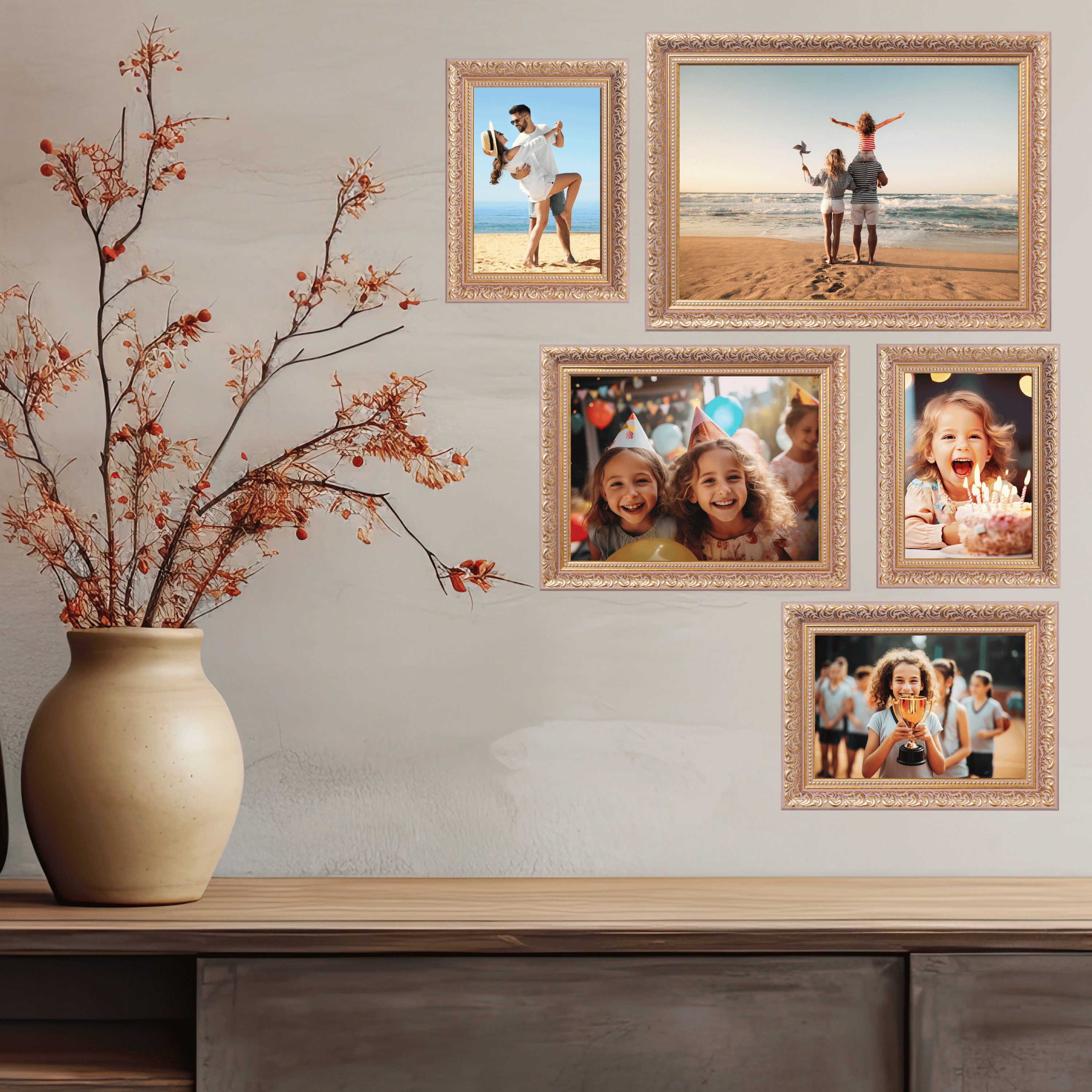 Victor (Zenith) Bilderrahmen Rubens, Bilderrahmen 10x15 cm Rose Gold, Bilderrahmen A6 Barock, Antik