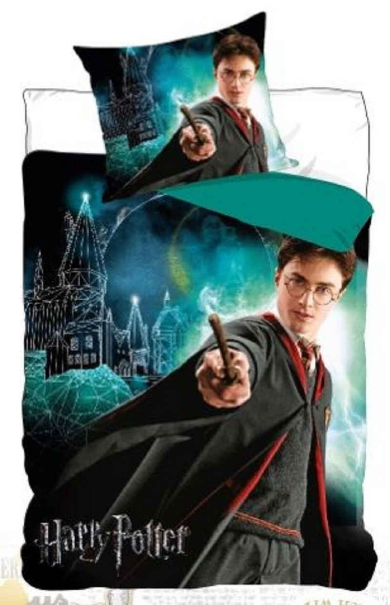 Kinderbettwäsche Harry Potter Bettwäsche Hogwarts Wappen 2tlg 135 x 200 cm 80 x 80 cm, Aptex