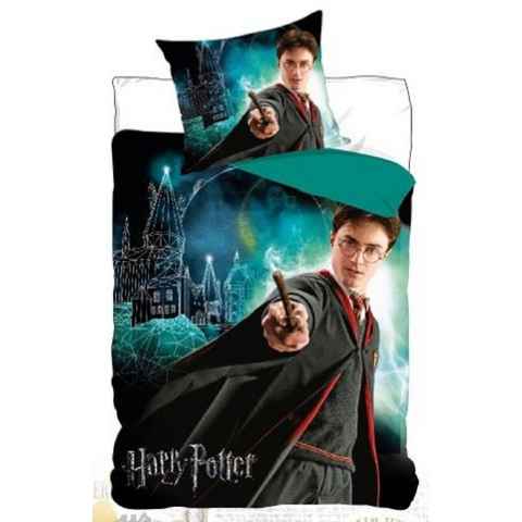 Kinderbettwäsche Harry Potter Bettwäsche Hogwarts Wappen 2tlg 135 x 200 cm 80 x 80 cm, Aptex