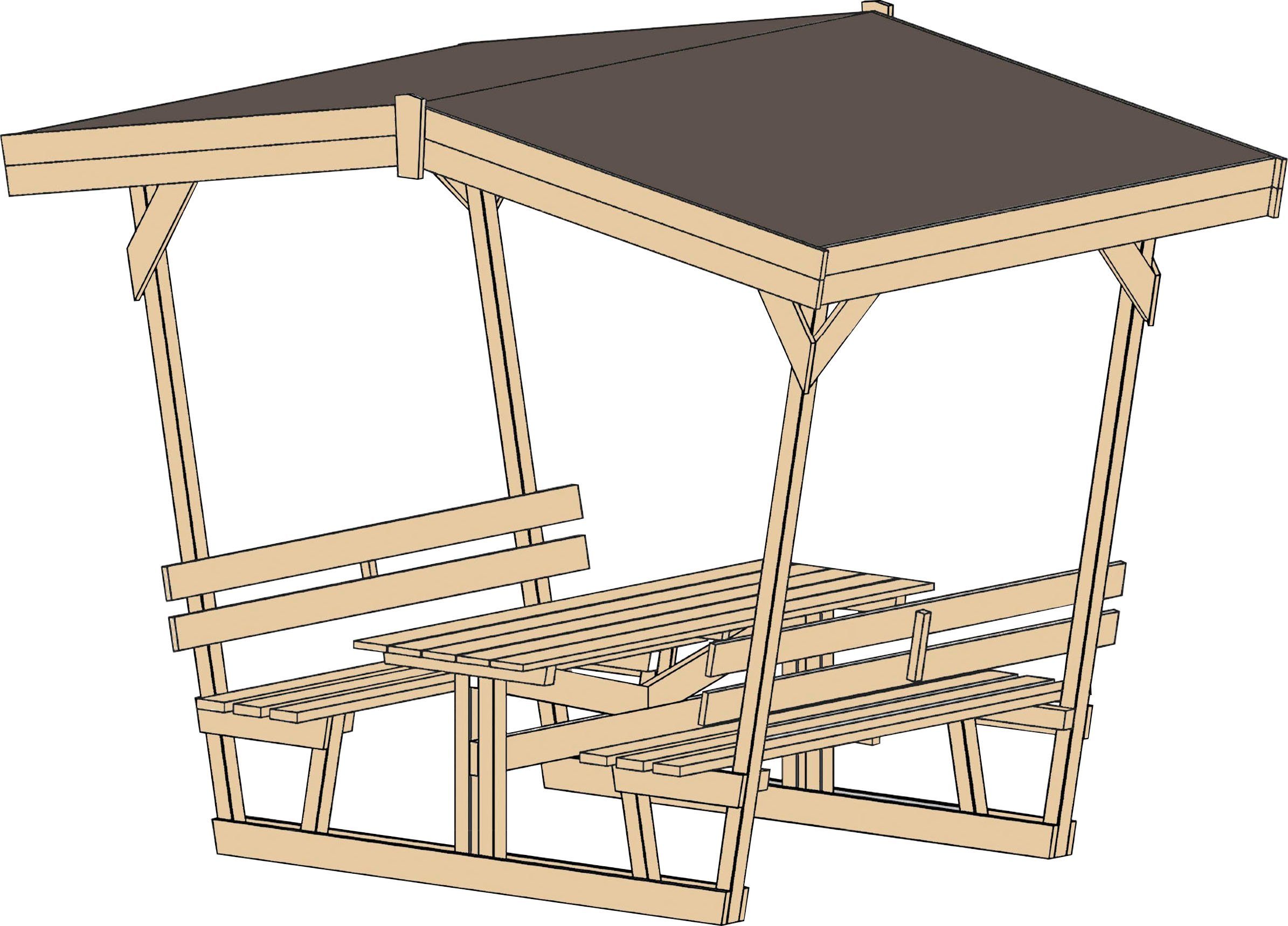 weka Sitzlaube 662, Holzpavillon, inkl. Tisch und Bänke, BxTxH: 300x203x238 cm