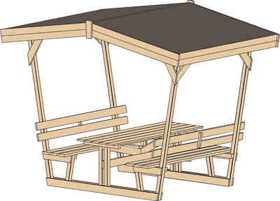 weka Sitzlaube 662, Holzpavillon, inkl. Tisch und Bänke, BxTxH: 300x203x238 cm