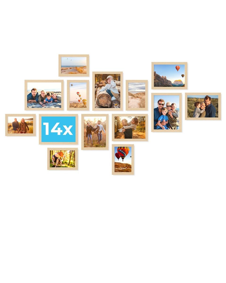 PHOTOLINI Bilderrahmen-Set 14er Set No.2 Poster-Rahmen in verschiedenen Formaten für Einzelbilder, für 14 Bilder (14er Set No.2), MDF Holz, Acrylglas & Zubehör, zum Aufhängen oder Aufstellen. Reduzierter Preis € 44,99. Unverbindliche Preisempfehlung € 49,99