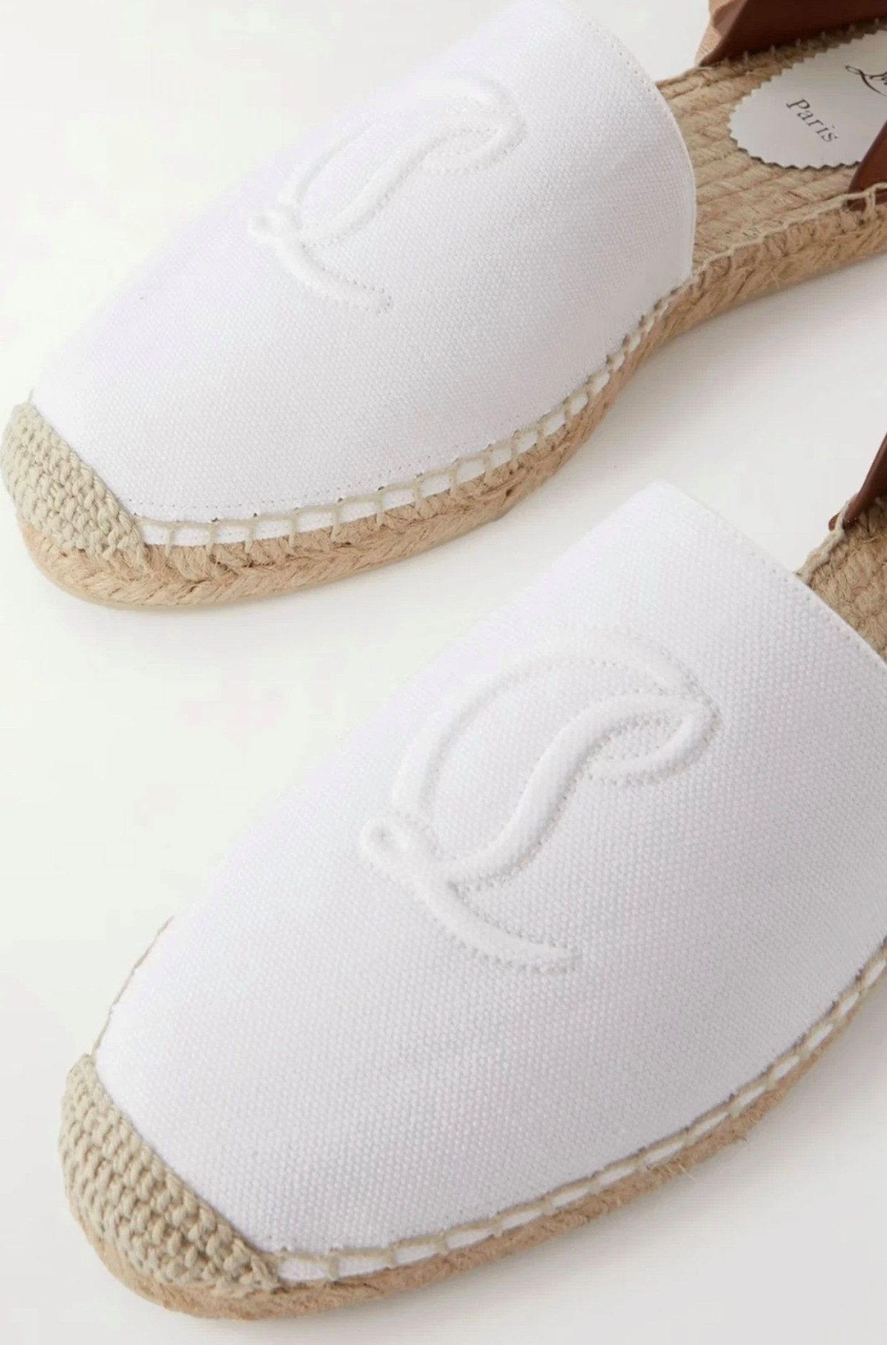 CHRISTIAN LOUBOUTIN Nanou Lace Canvas Leder Schnürsandale Schuhe Espadrille Charakteristische rote Laufsohle von Christian Louboutin