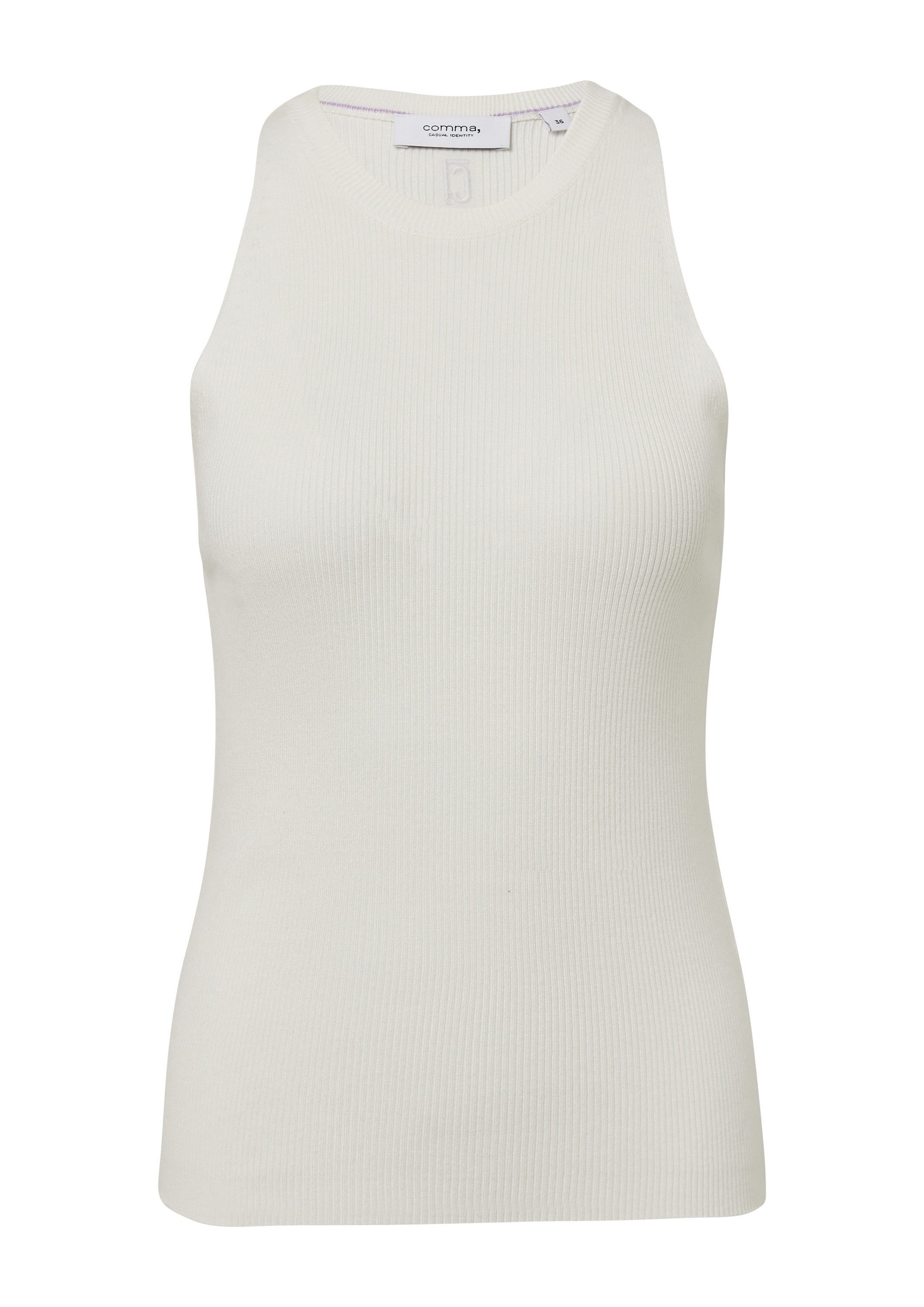 comma Muskelshirt Strickpullunder Geripptes Feinstrickshirt mit amerikanisc günstig online kaufen