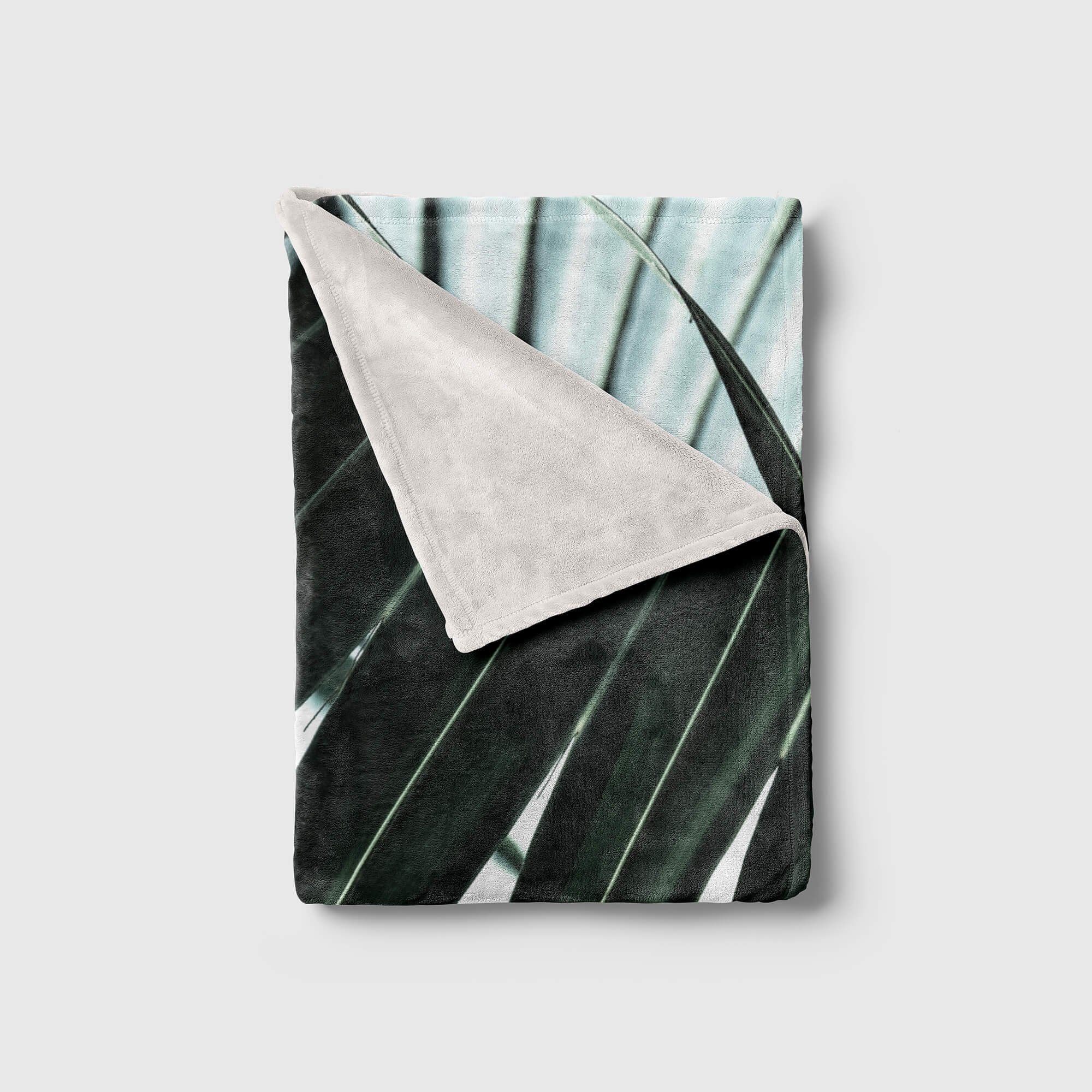 Handtuch Art Fotomotiv Baumwolle-Polyester-Mix Saunatuch Palmblätter Fotoku, Handtücher mit Strandhandtuch Kuscheldecke Handtuch (1-St), Sinus