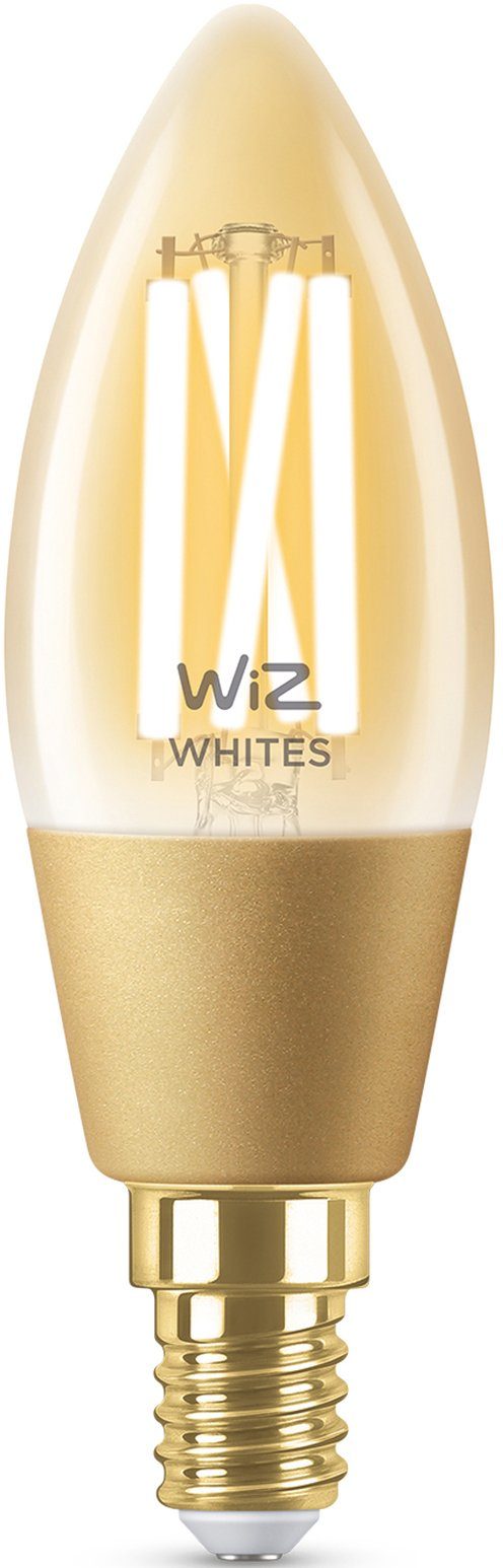 Amber Einzelpack, WiZ St., 1 E14, LED-Filament Tunable E14 Warmweiß, 25W Lampen White Kerzenform LED klassisches Vintage-Design Wiz Filament Filament für