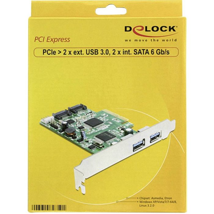 Delock 2 Port USB 3 extern / 2 Port SATA intern PCI Modulkarte AH9083