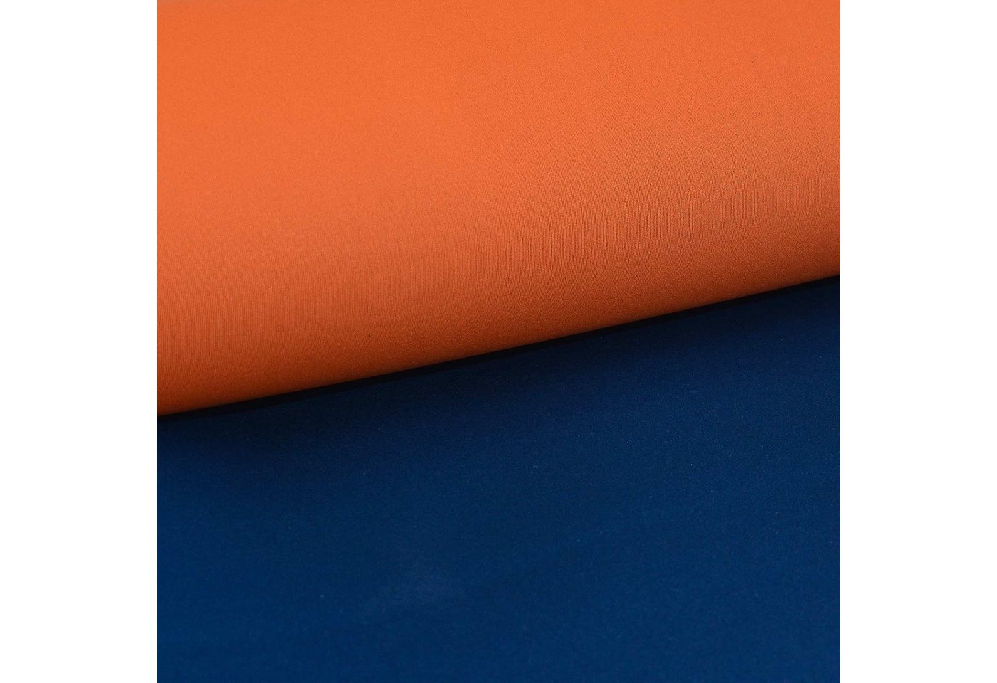 Thumbnail - maDDma Stoff 0,5m Neopren Stoff Doubleface 3mm Stretch 130cm breit Meterware, orange-dunkelblau