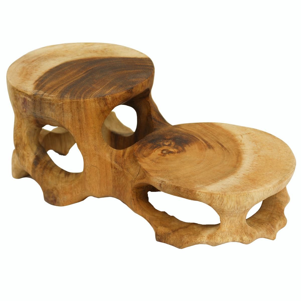 Blumenhocker Teakholz Tischchen Doppelstufe