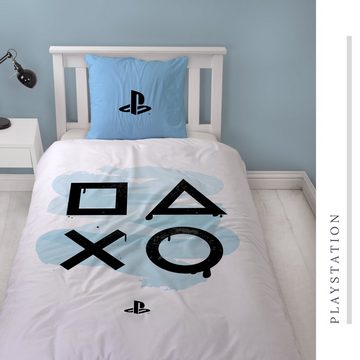 Bettwäsche PlayStation 5 135x200 + 80x80 cm, 100 % Baumwolle, MTOnlinehandel, Biber, 2 teilig, kuschelig weich, für Kinder, Teenager, Jugend