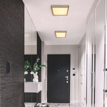 Globo Deckenleuchte Deckenleuchte Wohnzimmer Eckig LED Deckenlampe Flur Holz Optik 45 cm