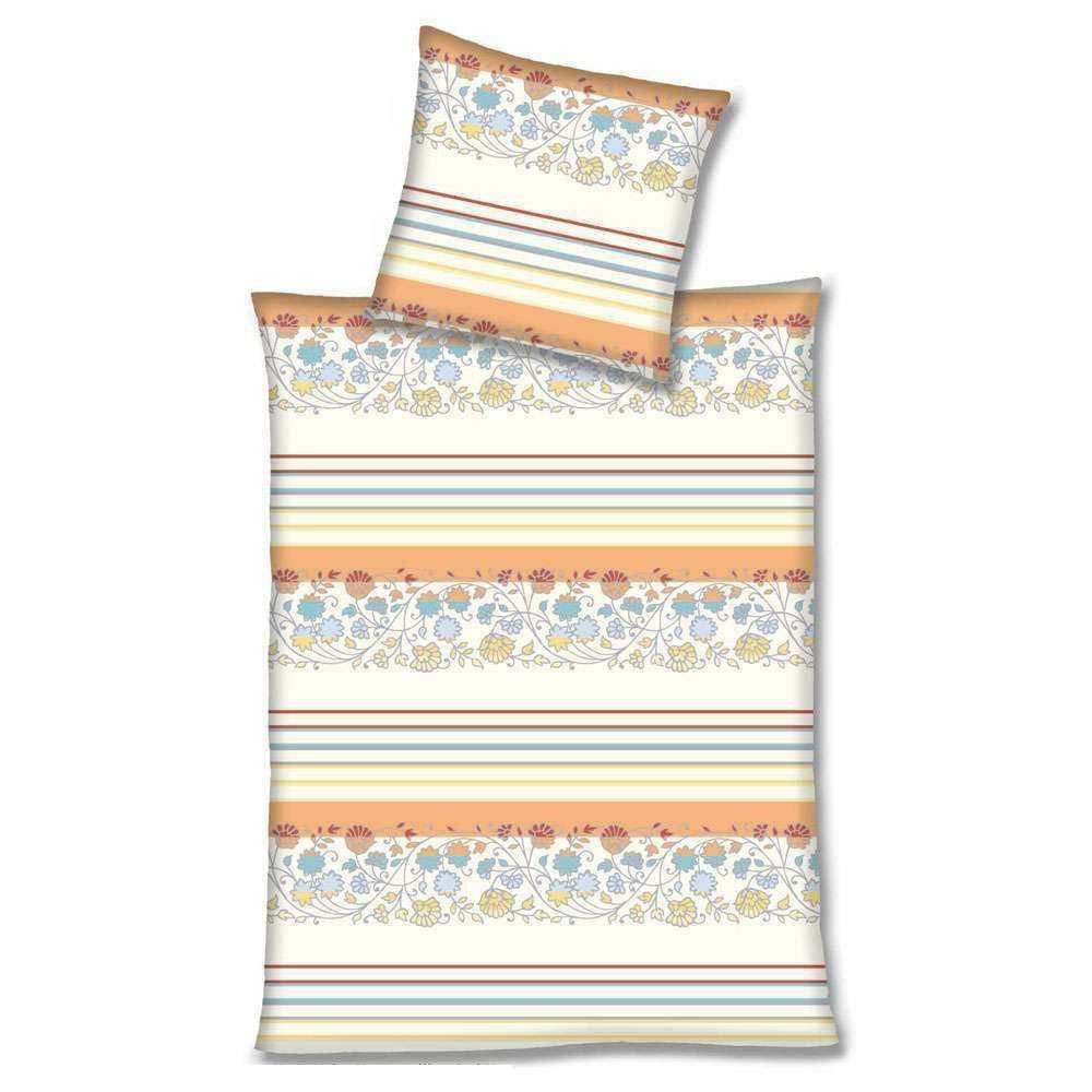 etérea Himmlische Qualität Bettwäsche Microfaser Bettwäsche Orange Weiß Blumen, Microfaser, 2 teilig
