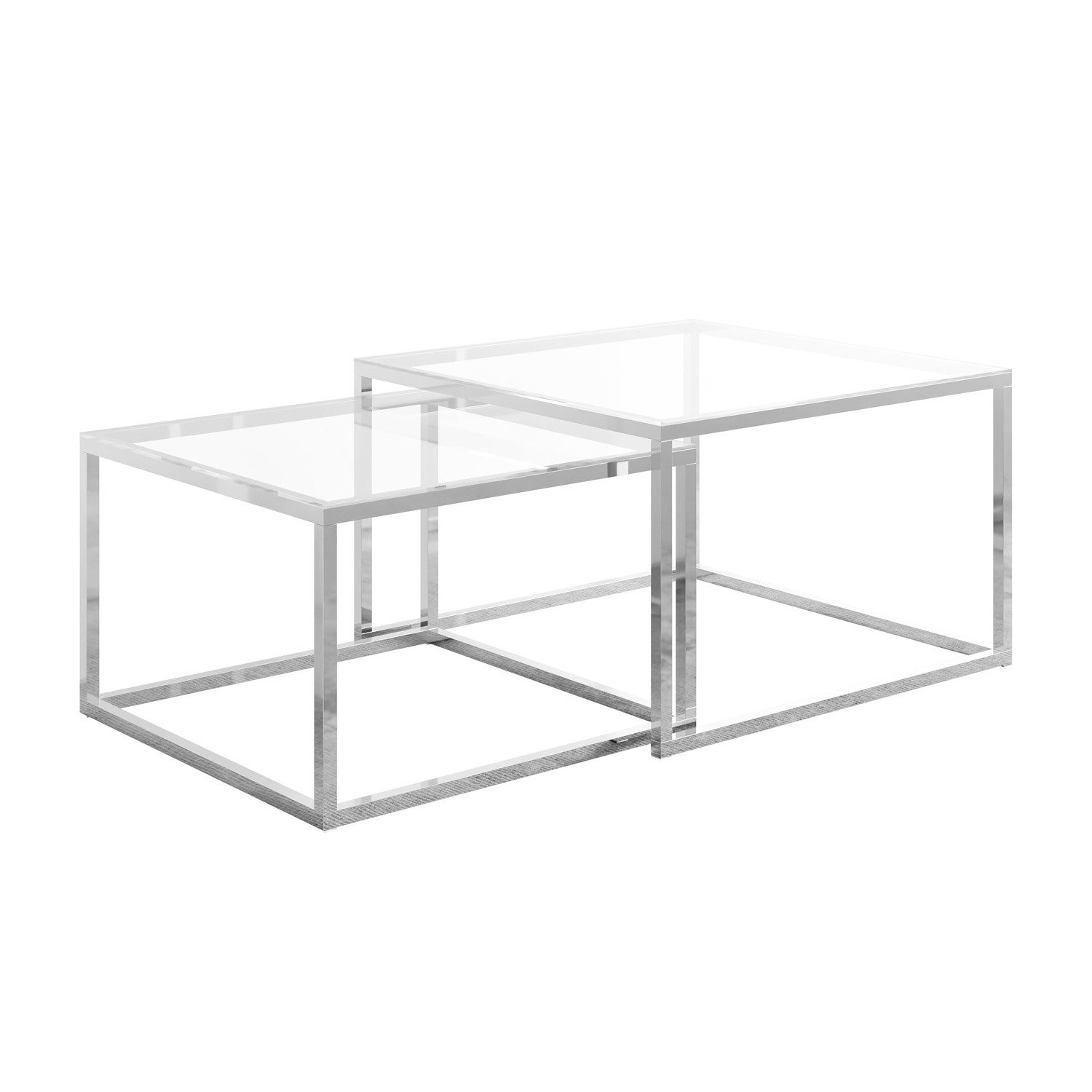 Lookway Couchtisch YOSHI 2in1 Glastischplatte und Chromgestell (2er-Set), B günstig online kaufen