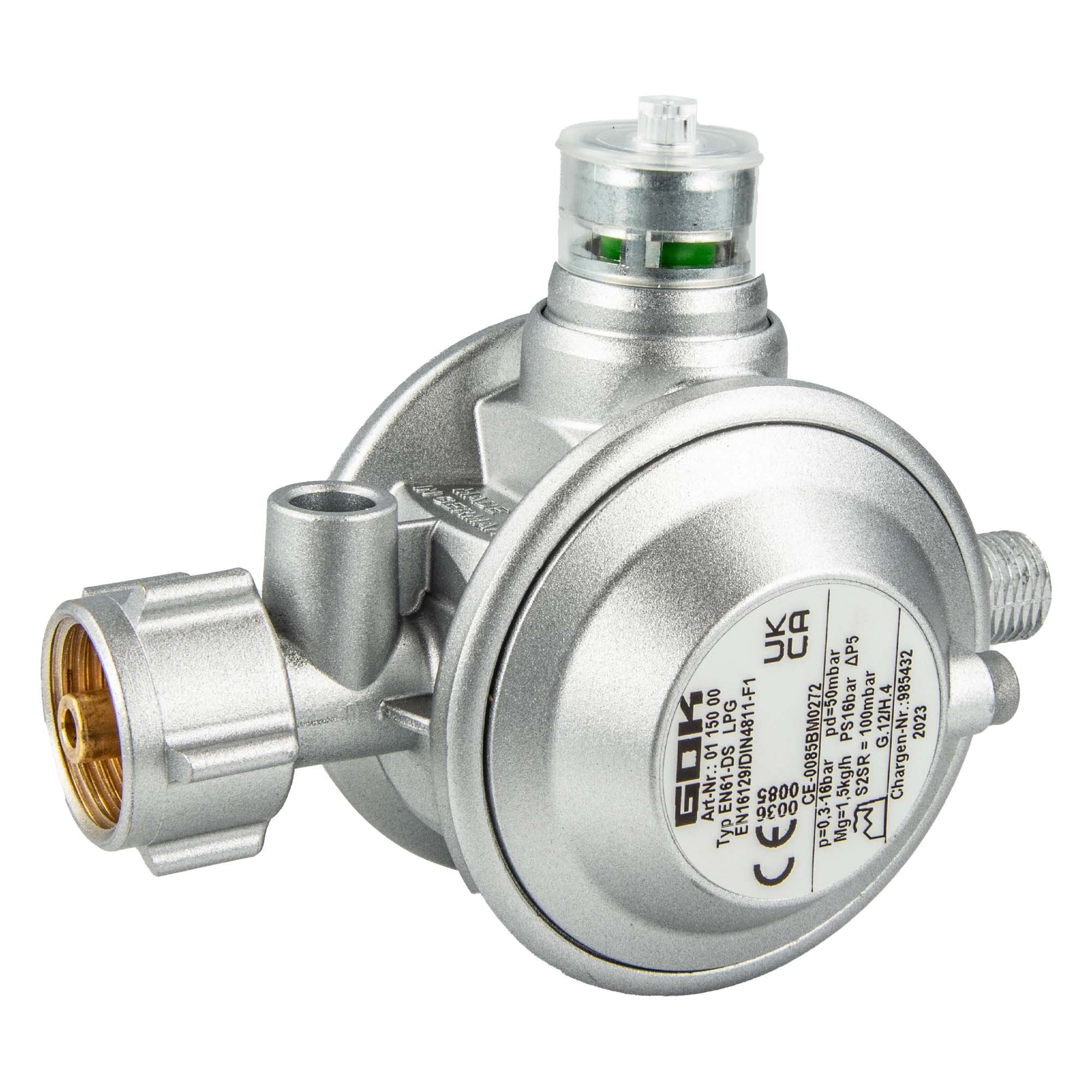 GOK Druckregler Niederdruckregler Typ EN61-DS mit Überdrucksicherung KLF x G1/4LH-KN